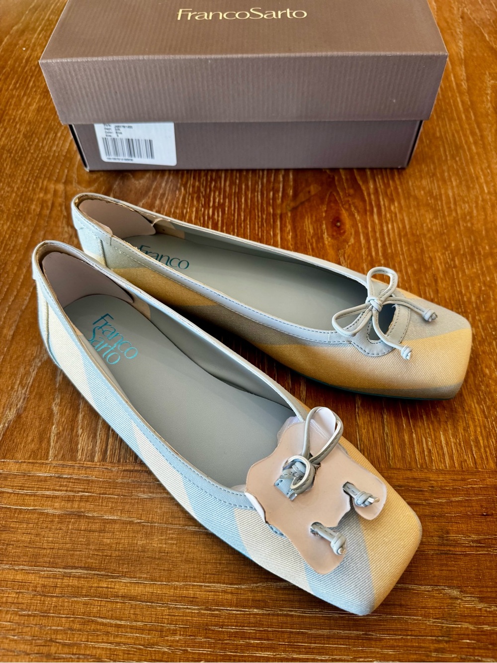 NIB Franco Sarto lite blue stripe Imara ballet flats 8 - Picture 5 of 13